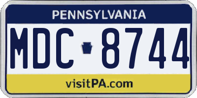 PA license plate MDC8744