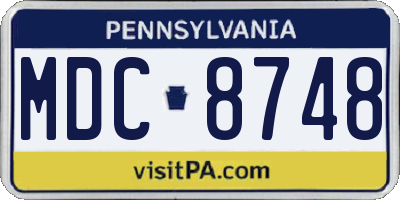 PA license plate MDC8748