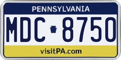 PA license plate MDC8750