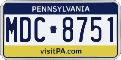 PA license plate MDC8751