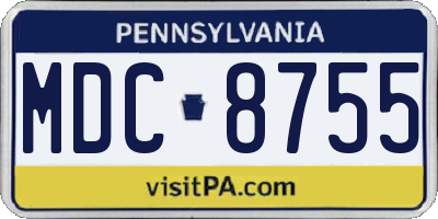 PA license plate MDC8755