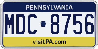 PA license plate MDC8756