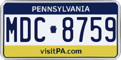 PA license plate MDC8759