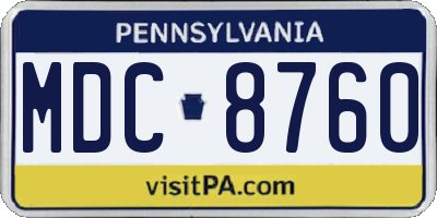 PA license plate MDC8760