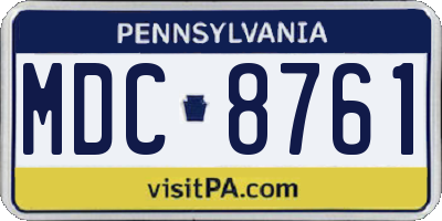 PA license plate MDC8761