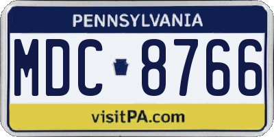 PA license plate MDC8766