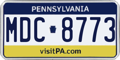 PA license plate MDC8773