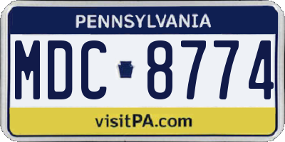 PA license plate MDC8774