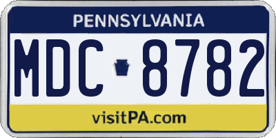 PA license plate MDC8782