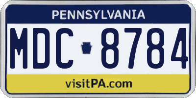 PA license plate MDC8784