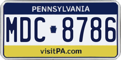 PA license plate MDC8786