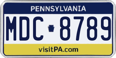 PA license plate MDC8789