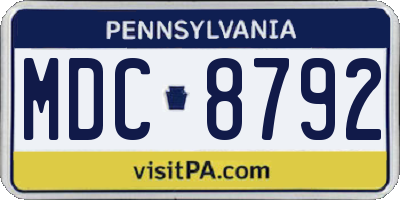 PA license plate MDC8792
