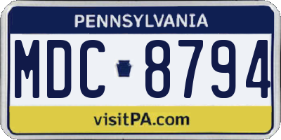 PA license plate MDC8794