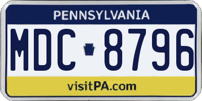 PA license plate MDC8796