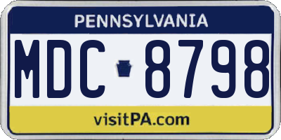 PA license plate MDC8798