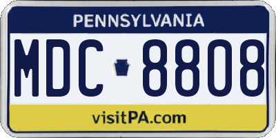 PA license plate MDC8808