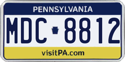 PA license plate MDC8812