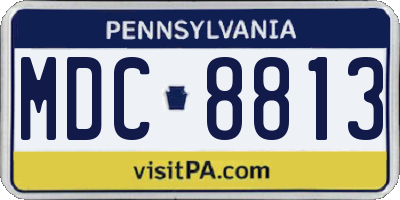 PA license plate MDC8813