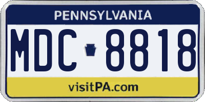 PA license plate MDC8818