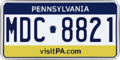 PA license plate MDC8821