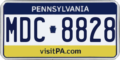 PA license plate MDC8828