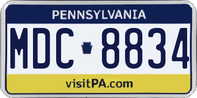 PA license plate MDC8834