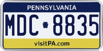 PA license plate MDC8835