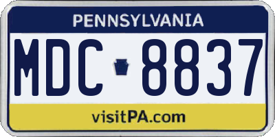 PA license plate MDC8837