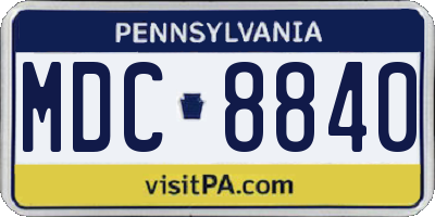 PA license plate MDC8840