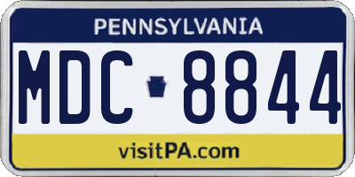 PA license plate MDC8844