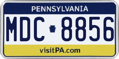 PA license plate MDC8856