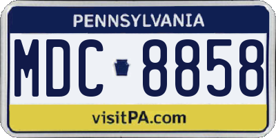 PA license plate MDC8858