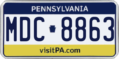 PA license plate MDC8863