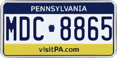 PA license plate MDC8865