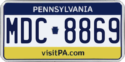 PA license plate MDC8869