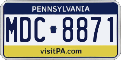 PA license plate MDC8871