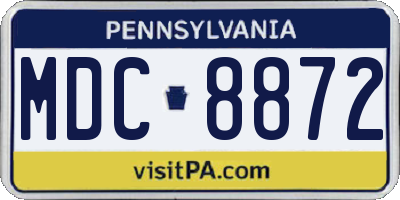 PA license plate MDC8872
