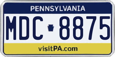 PA license plate MDC8875