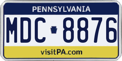 PA license plate MDC8876