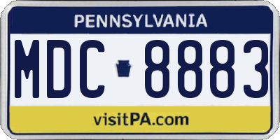 PA license plate MDC8883