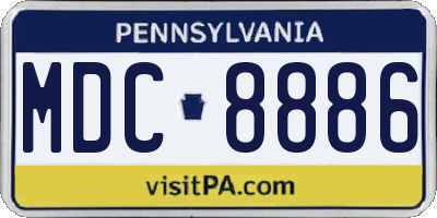 PA license plate MDC8886