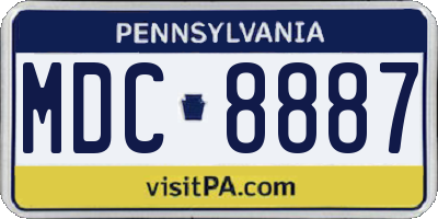 PA license plate MDC8887