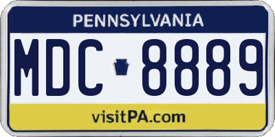 PA license plate MDC8889