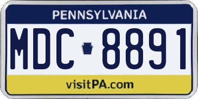 PA license plate MDC8891