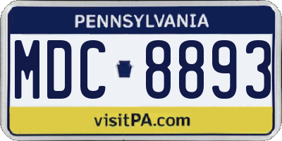 PA license plate MDC8893