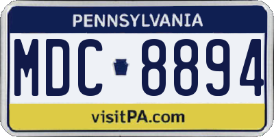 PA license plate MDC8894