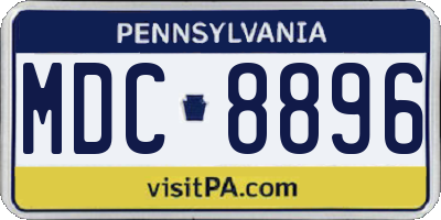 PA license plate MDC8896