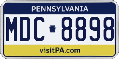 PA license plate MDC8898