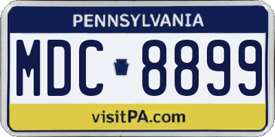 PA license plate MDC8899